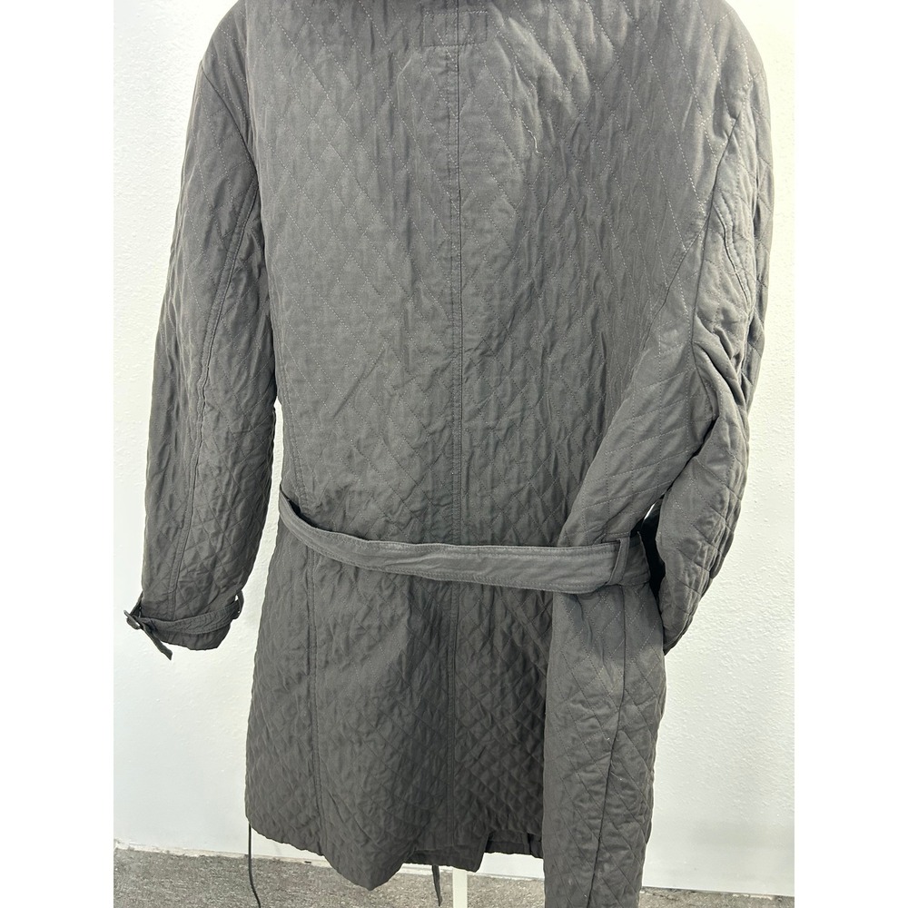 Merona Womens Quilted Trench Coat Gray Double‎ Breasted Belted Jacket Plus 24W